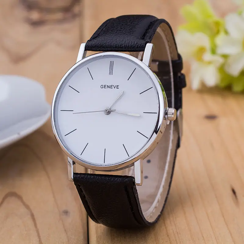 

Men Women Leather Analog Stainless Steel Quartz Wrist Watch Reloj Mujeres