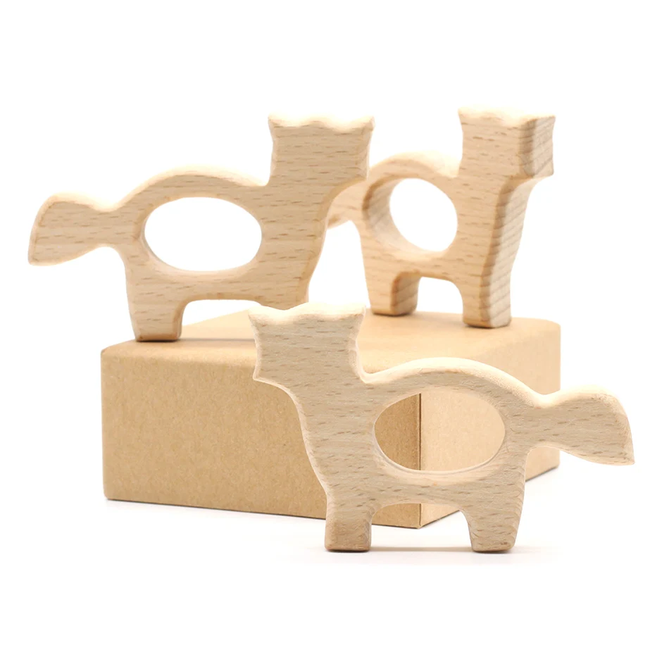 10pcs Wooden Crafts Puppy Baby Teether Baby Teething Grasping Chew Toy