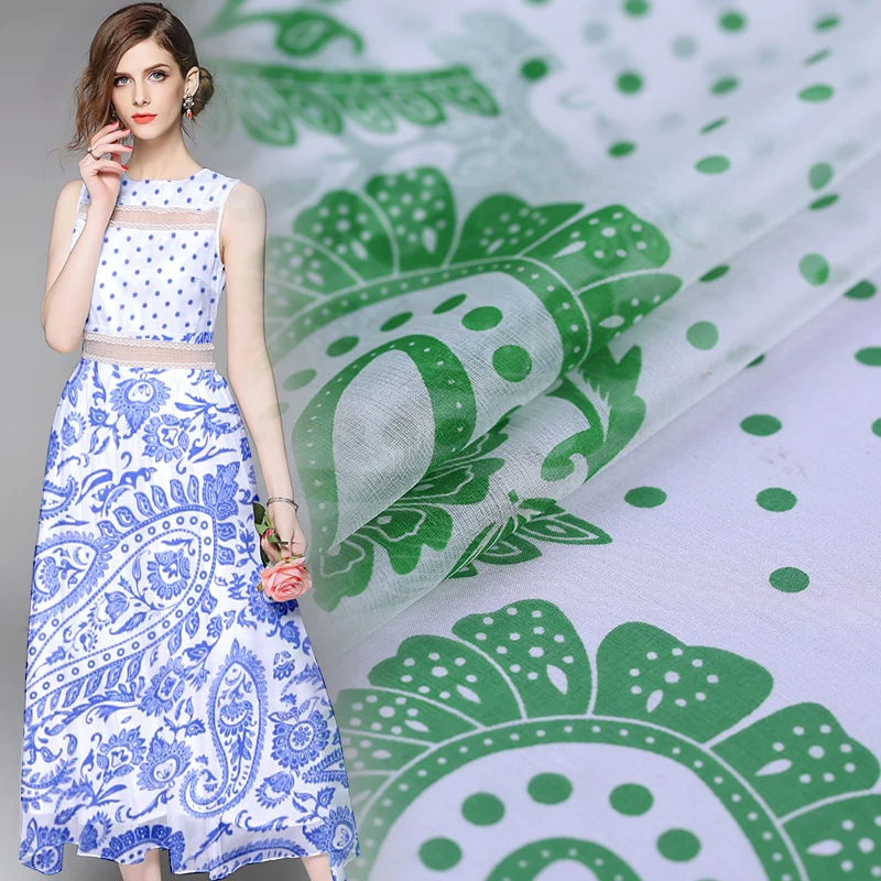 

New summer light and elegant mulberry silk chiffon printing fabric silk clothing dress silk scarf Hanfu cloth fresh chiffon