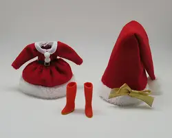 Модные Куклы костюм с рождественским рисунком Блит куклы Санта Клаус Стиль одежда Бесплатная доставка