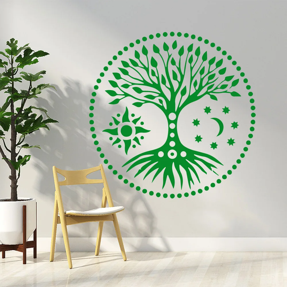 

Carved Sun Moon Tree Wall Art Decal Decoration Fashion Sticker Kids Room Nature Decor Living Room Wall Stickers Waterproof