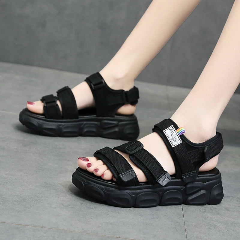 

2019 New Fashion Summer Women Cloth Sandals Open Toe Women Sandals Hook&oop Med Heel Leisure Woman Rome Anckle Strap Dress Shoes