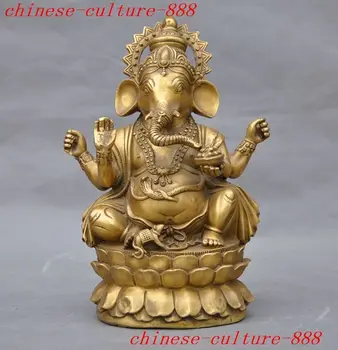 

Crafts statue Tantric Buddhism Brass Ganesh Lord Ganesha Elephant Buddha God of fortune Statue halloween