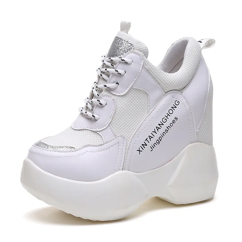 

Increase women's shoes super high heel 11 cm autumn new wild thick-soled muffin sneakers lacing casual shoes student single shoe