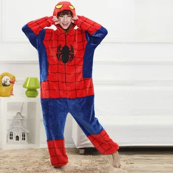 

Kigurumi Spider man Pajamas High Quality Flannel Family Party Onesies Cosplay Costumes Jumpsuits Hooded Onesies for Adults