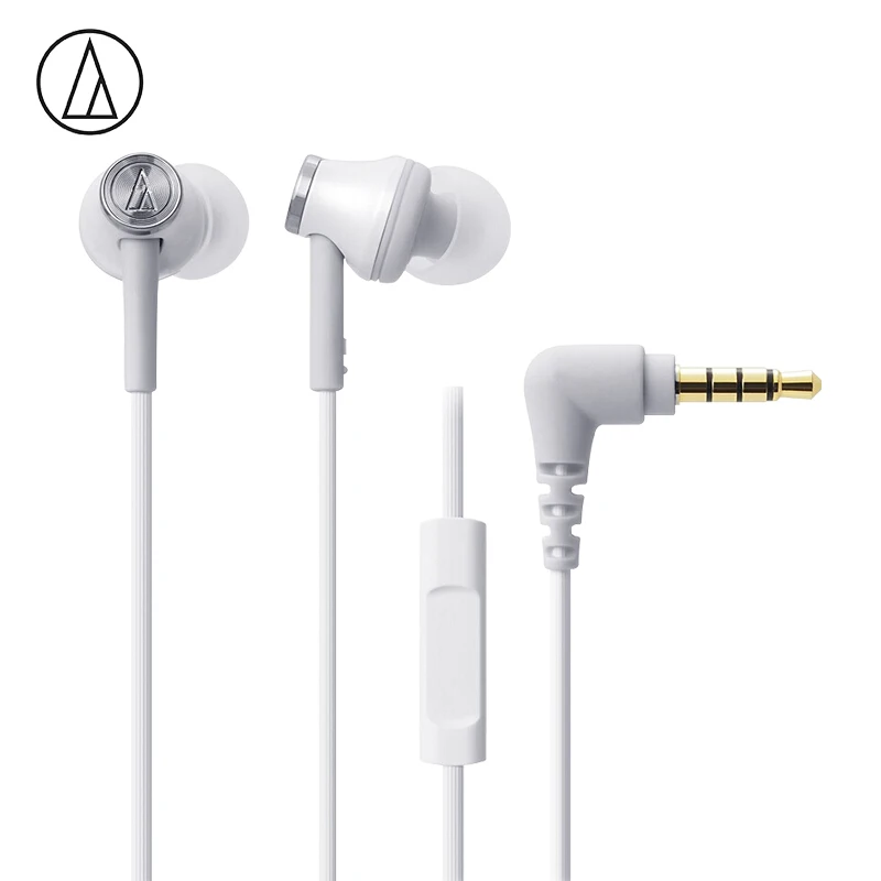 Audio-Technica ATH-CK330IS проводные наушники 3,5 мм разъем в уши с микрофоном проводное управление для Xiaomi huawei Oppo и т. Д - Color: white