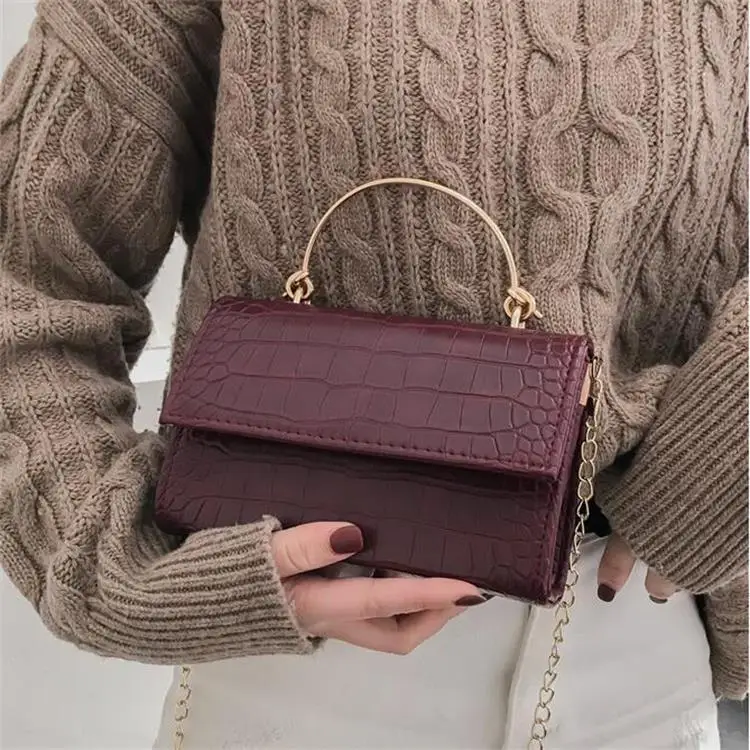 

Korean hand bag female 2019 new Chi hundred fashion PU crocodile pattern slant shoulder chain bags handbags women famous brands