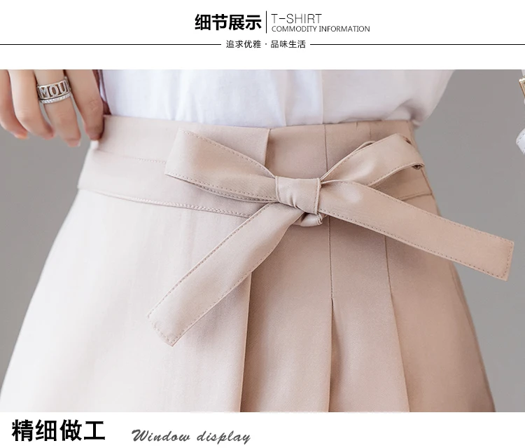 Летняя новая женская мода в японском стиле сексуальная высокая талия с бантом галстук слово короткая юбка в складку юбка империя выше колена мини
