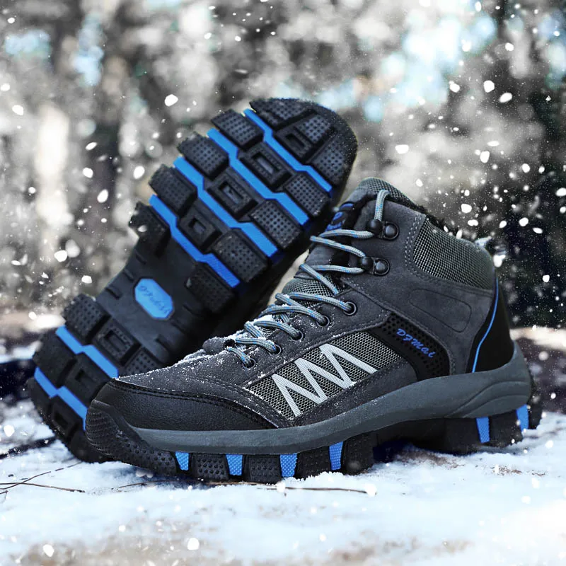 Зимние походные ботинки для мужчин, водонепроницаемые уличные кроссовки, мужские кожаные треккинговые ботинки, походные кроссовки для альпинизма, охоты