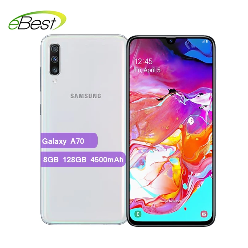 Мобильный телефон samsung Galaxy A70 на весь экран 6,7 дюймов 8 Гб 128 ГБ Восьмиядерный 4500 мАч супер быстрая зарядка 4G мобильный телефон