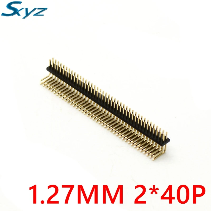 

5pcs 40 Pin 2x40 Double Row Male 1.27mm Breakable Pin Header Right Angle Connector Strip bending