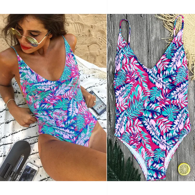 Одна деталь Плавание костюм 2018 сексуальные Cross Back одежда Для женщин Винтаж ретро