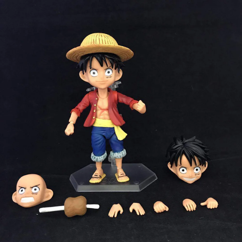 Huong Anime 14CM One Piece Monkey D Luffy Drumsticks Movable PVC Action
