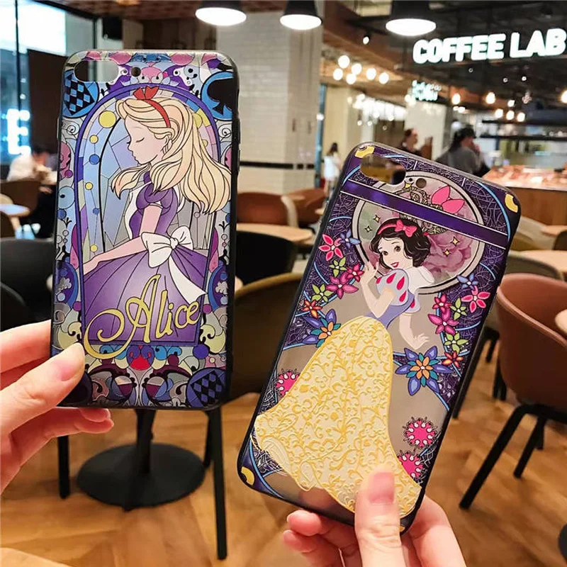 Snow White Mermaid Cute Case For OPPO R7 R7S R9 R9S R11 R11S 3D Relief Cartoon Phone Back Cover Plus |