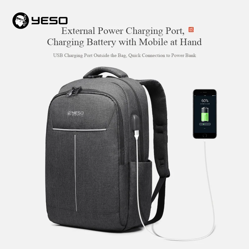 YESO рюкзак большой емкости с USB зарядкой многофункциональный подростковый