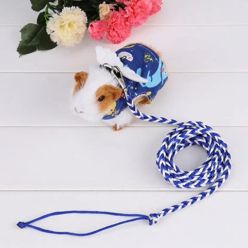 

Small Pet Squirrel Harness Cartoon Printed Mouse Rat Puppy Vest Clothes with Lead Leash Traction Rope Collar Harness