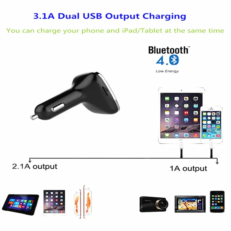 Универсальный 3USB Bluetooth Автомобильный fm-трансмиттер Беспроводной MP3 радио адаптер Трехместный порты USB зарядное устройство Напряжение