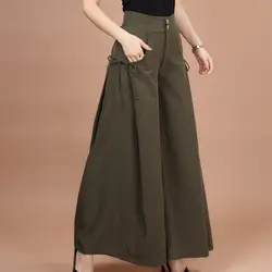 Весенние женские широкие брюки с высокой талией модные большие размеры M-6XL бант дизайнерские свободные женские брюки Полная длина шаровары
