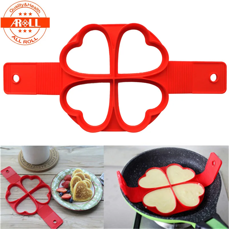 Silicone Pancake Mold Maker 2017 Nonstick Heart Shape Fried Egg Ring Mold Shaper Flipping
