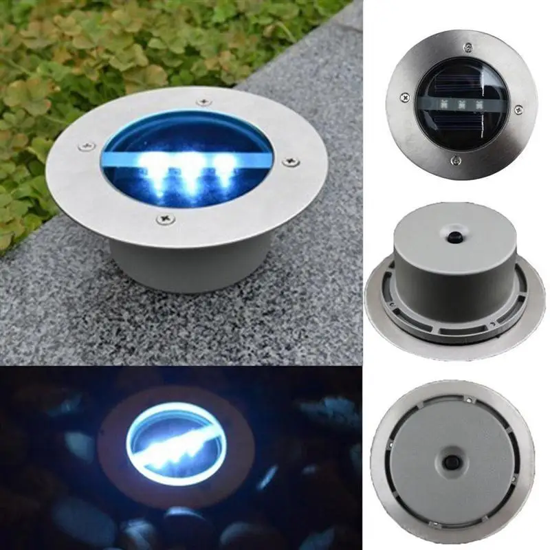 Waterproof Outdoor Lighting Solar Powered Panel LED Floor Lamps Deck Light 3 Underground Garden Pathway Spot Lights | Лампы и
