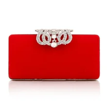 2017 women party bag Evening Bag elegant diamond crown velvet buckle Clutch bride wedding bridesmaids Bag bag with chain1586