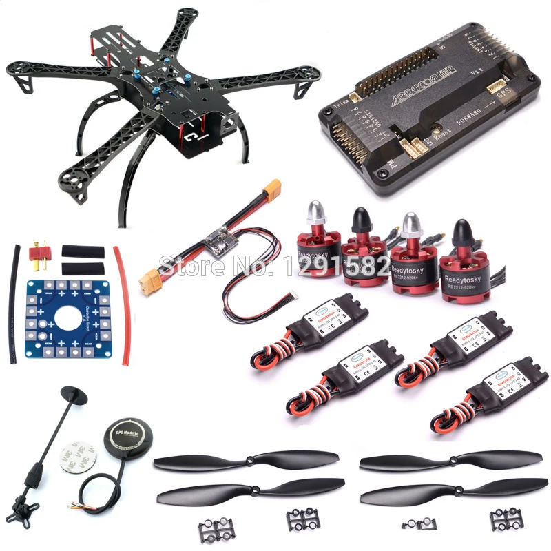 

Reptile X500 500mm Frame Kit + APM2.6 side pin Flight Control + 7M GPS + 30A Simonk ESC + 2212 920KV Motor + 1045 Propeller