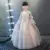 Kids Girls Flare sleeves Embroidery Flower Tulle Princess Dress Teenagers Evening Formal For Wedding Birthday Party Vestidos Q79