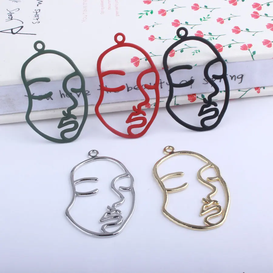 10Pcs/Lot 27*44mm Rubber Lacquer Hollow Face Charms Fit Jewelry Making Connector Diy Jewelry Findings Earrings Accessories 10Pcs/Lot 27*44mm Rubber Lacquer Hollow Face Charms Fit Jewelry Making Connector Diy Jewelry Findings Earrings Accessories