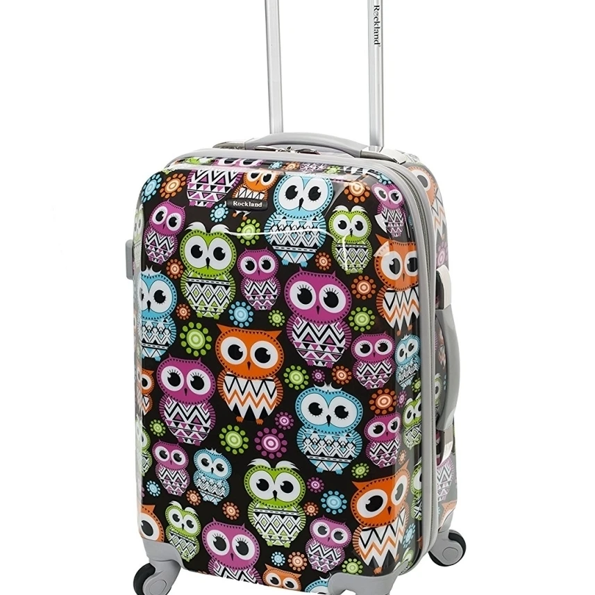 Rockland JR B02-OWL Owl Printed Polycarbonate Carry On Luggage (1)