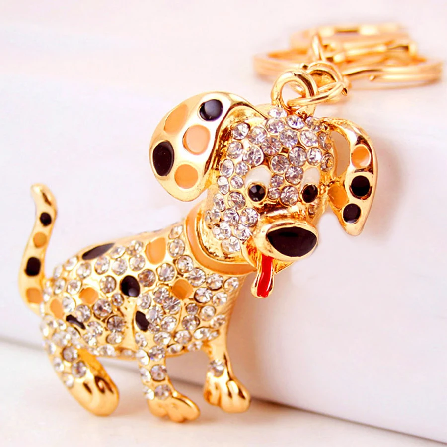 Creative Rhinestone 3D Cute Pet Dog Keychain Fashion Trinkets Car Key