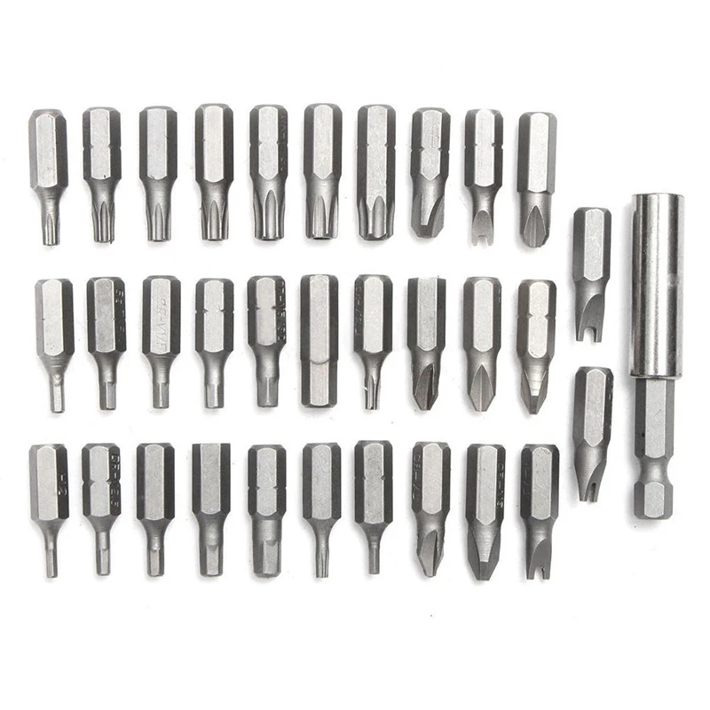 33pcs Electric Screwdriver Extension Holder Bit Magnetic Security Tamper Proof Bit Set Hex Star Spanner for Hand Tools