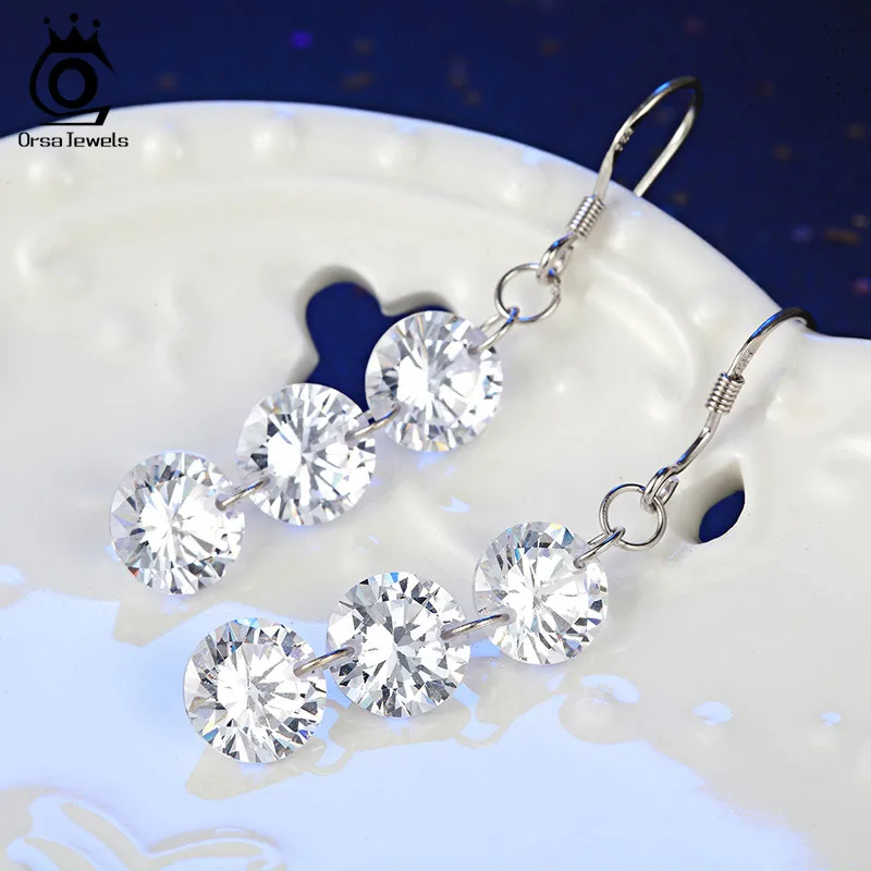 

ORSA JEWELS Top Grape Zircon Drop Earrings Dangle Luxury 1.2ct Naked Austrian Crystal Fashion CZ Earring for Women OE10