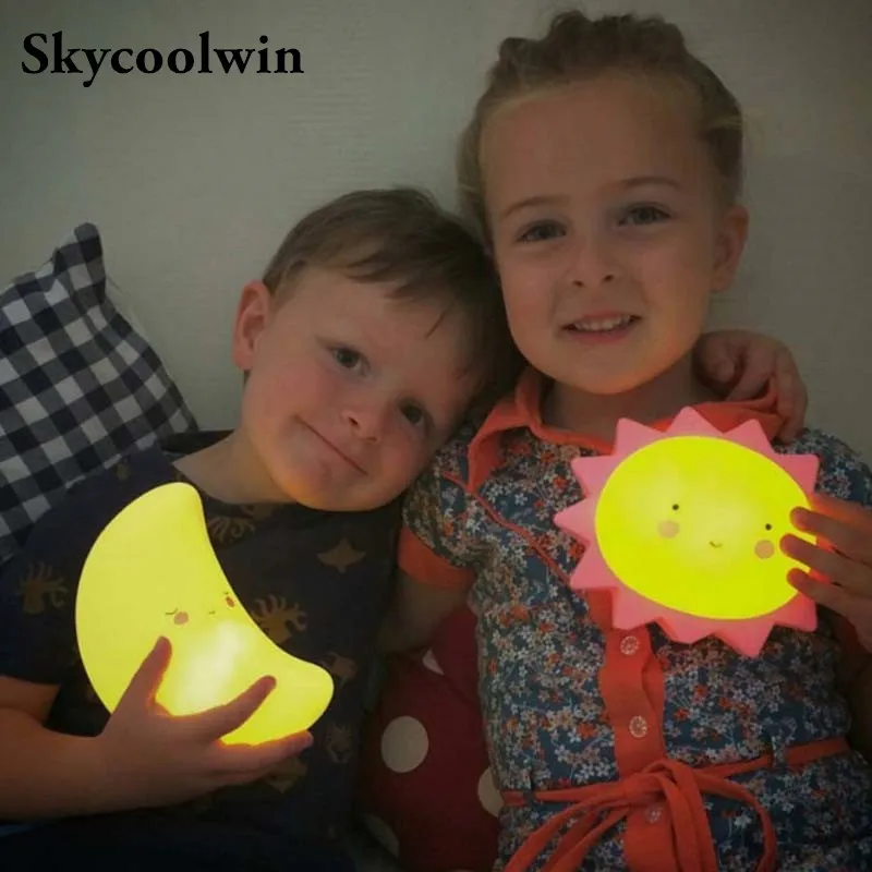 Night Light for Kids Cute Moon Children Bedrooms LED Lights Silicone Baby Lamp Nursery Toy