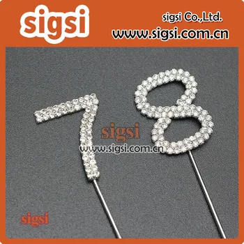 

Silvery Rhinestone Cake Topper For Birthday And Wedding