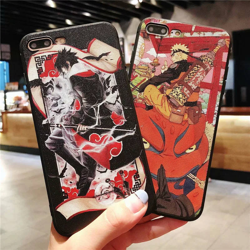 

Mouplayca For iPhone 6 6s 7 8 plus X Xs Max XR phone case Newest Cool Japan Anime Naruto relief soft TPU back cover Coque