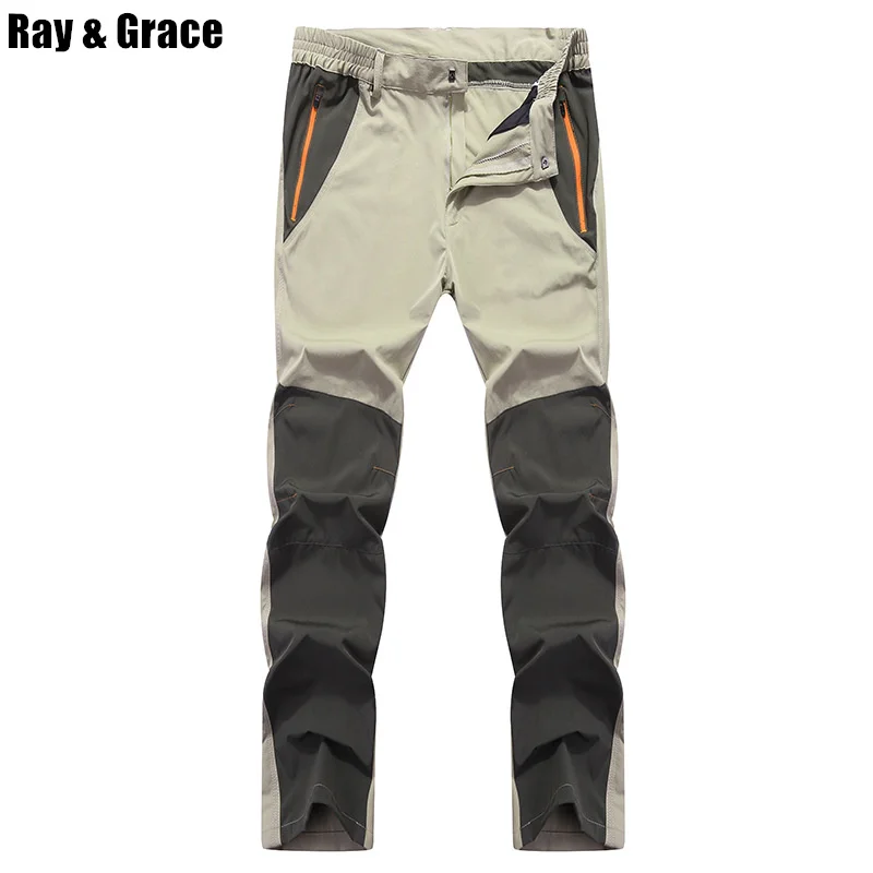 RAY GRACE быстросохнущие уличные Брюки Лоскутные износостойкие водонепроницаемые походные штаны летние мужские и женские Трекинговые Брюки