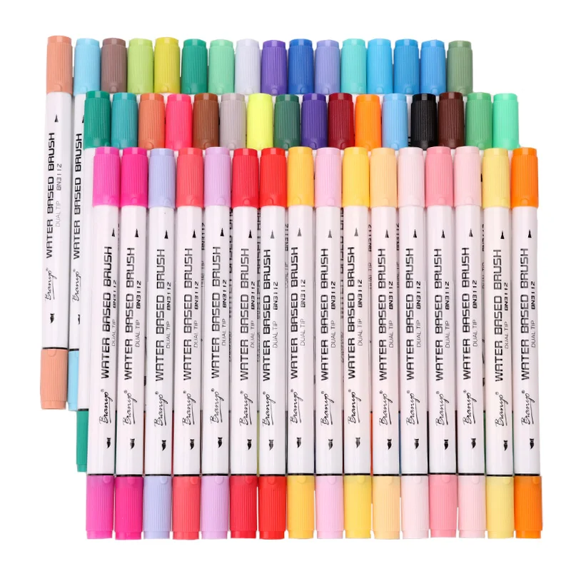 Bianyo, Цветная кисть для рисования, цветные маркеры, 48 цветов, маркеры, художественные ручки, эскиз, Рисование для канцелярских принадлежностей, школьные принадлежности, маркеры - Цвет: White 48 Colors
