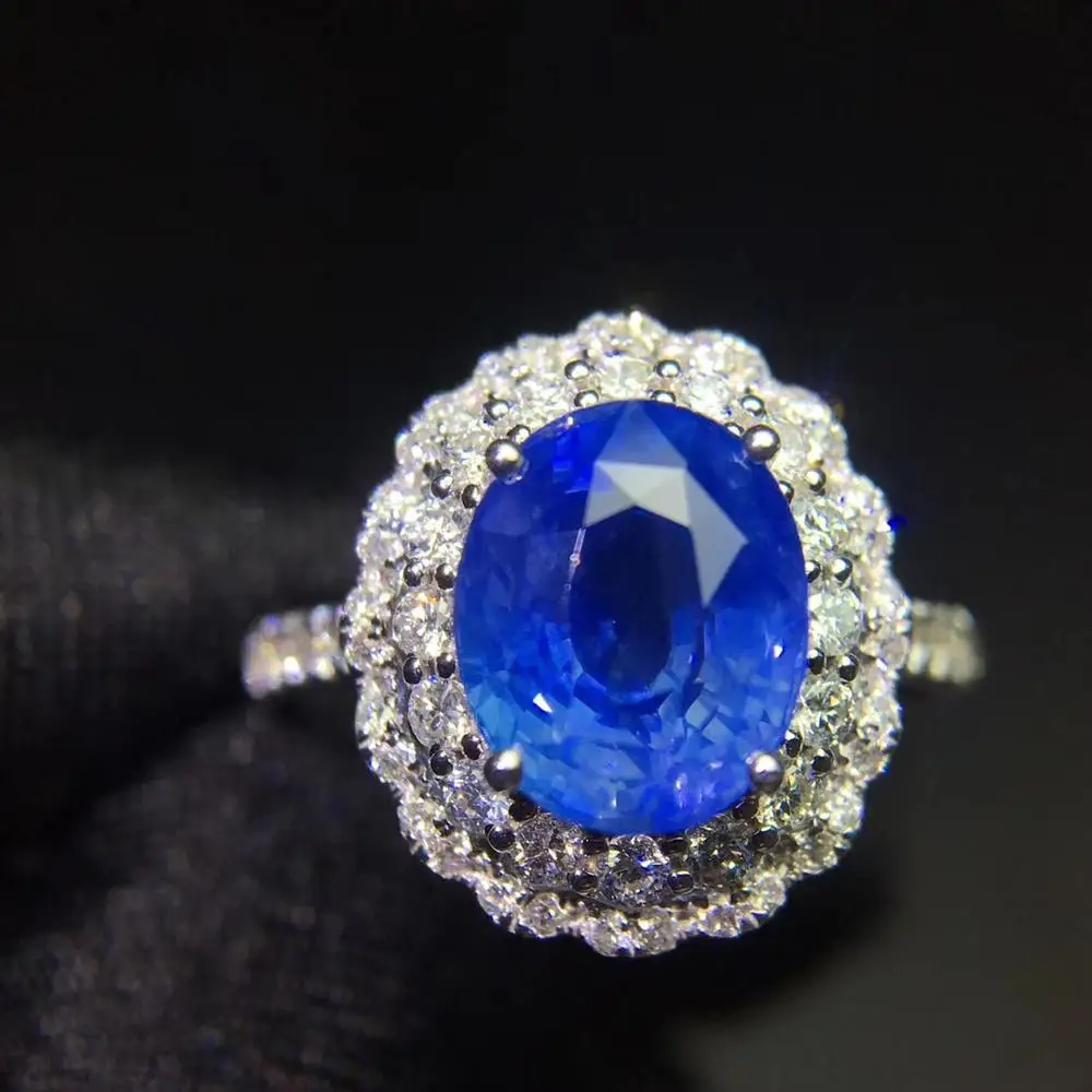 Ювелирные изделия из сапфира кольцо натуральный 3.75ct Cornflowerl драгоценный камень