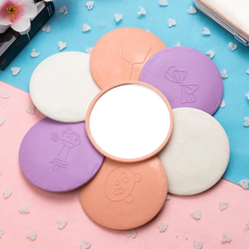 

HUAMIANLI Portable Small Purple Mirror Pocket Mirror For Girls Plastic Round Make Up Mirror Cute Cosmetic Mirror