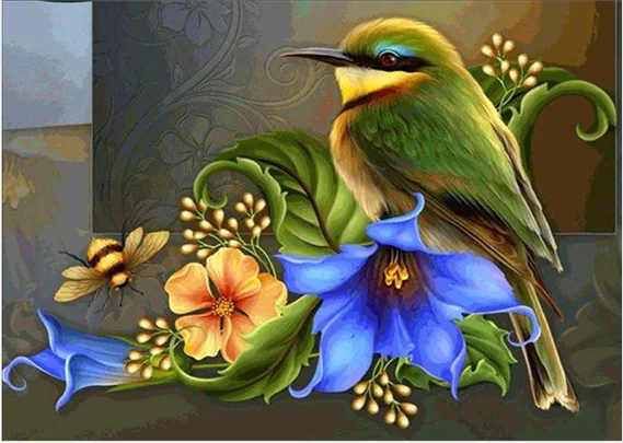 2017 Birds and flowers picture Cross Stitch Home decor 2019 pattern gift diy round Diamond embroidery kit 5d diamond Painting | Дом и сад