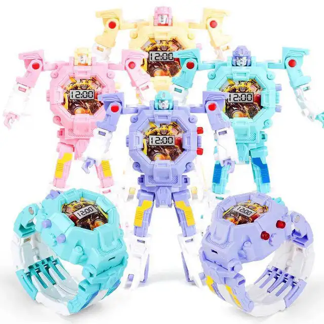 Cartoon Transformation Wristwatch Toy Creative Electronic Robot Watch for Boy Children Deform Robot Sport Watch Toy Xmas Gift 6