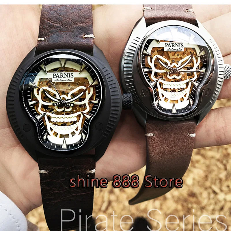 

2017 New Issued Mechanical Watches 40mm Skeleton Automatic Watch Designer Skull Luminous Dial Sapphire Crystal Men Watch
