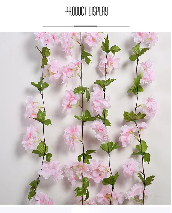 Luyue 233 см искусственные цветки вишни цветок лозы вечерние принадлежности гирлянды шелковые искусственные ветки вишни цветок ротанга Свадебный домашний декор