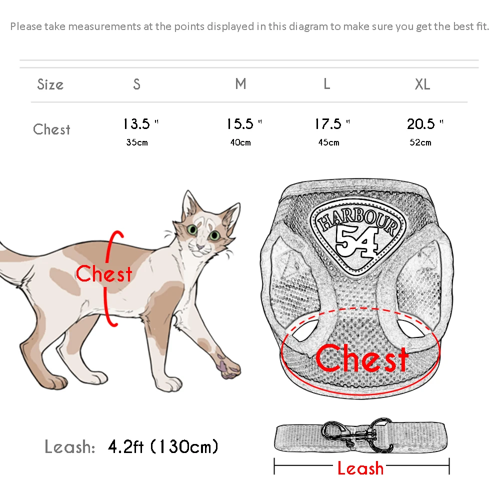 Поводок для кошек, Регулируемый жилет для маленьких и средних собак, кошек, чихуахуа, нейлоновая сетка для щенка, котенка, поводок и поводок, набор для прогулок, Размеры s m l xl