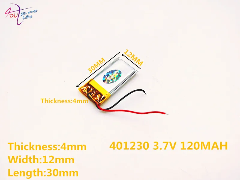 Полимерный 401230 3,7 V 120mah литровый аккумулятор энергии Bluetooth гарнитура спортивные наушники батарея