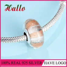 Цельное 925 Серебряное мерцающее Полосатое муранское стеклянное украшение подходит для аутентичных шармов браслет серебро 925 Оригинальное ювелирное изделие из драгоценных камней