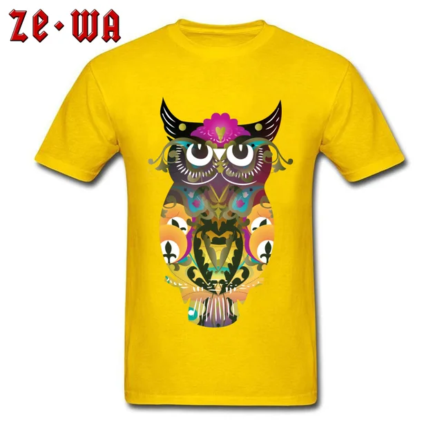 Funky Men T Shirt O Neck Decorative Owl Tops TShirt Short Sleeve All