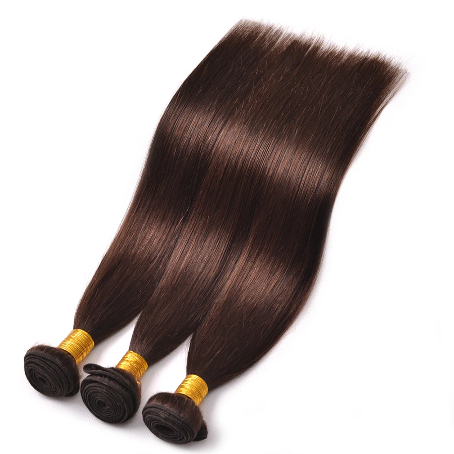 #2 Color Straight Hair Brazilian Hair Weave Bundles 100% Human Hair 3 Bundles ALIPOP NonRemy Human Hair Extensions Double Weft (2)