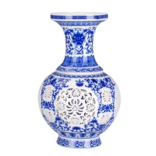 Синий и белый керамический фарфор цвета слоновой кости hollowed вазы