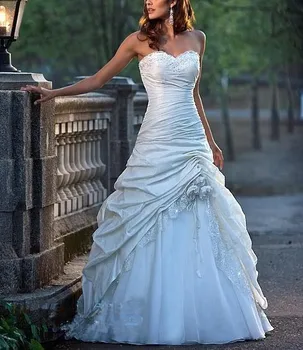 

A line Vestido De Noiva Applique Sequins Sweetheart Casamento White Ivory Plus Size 2017 Wedding Dresses OW 2043